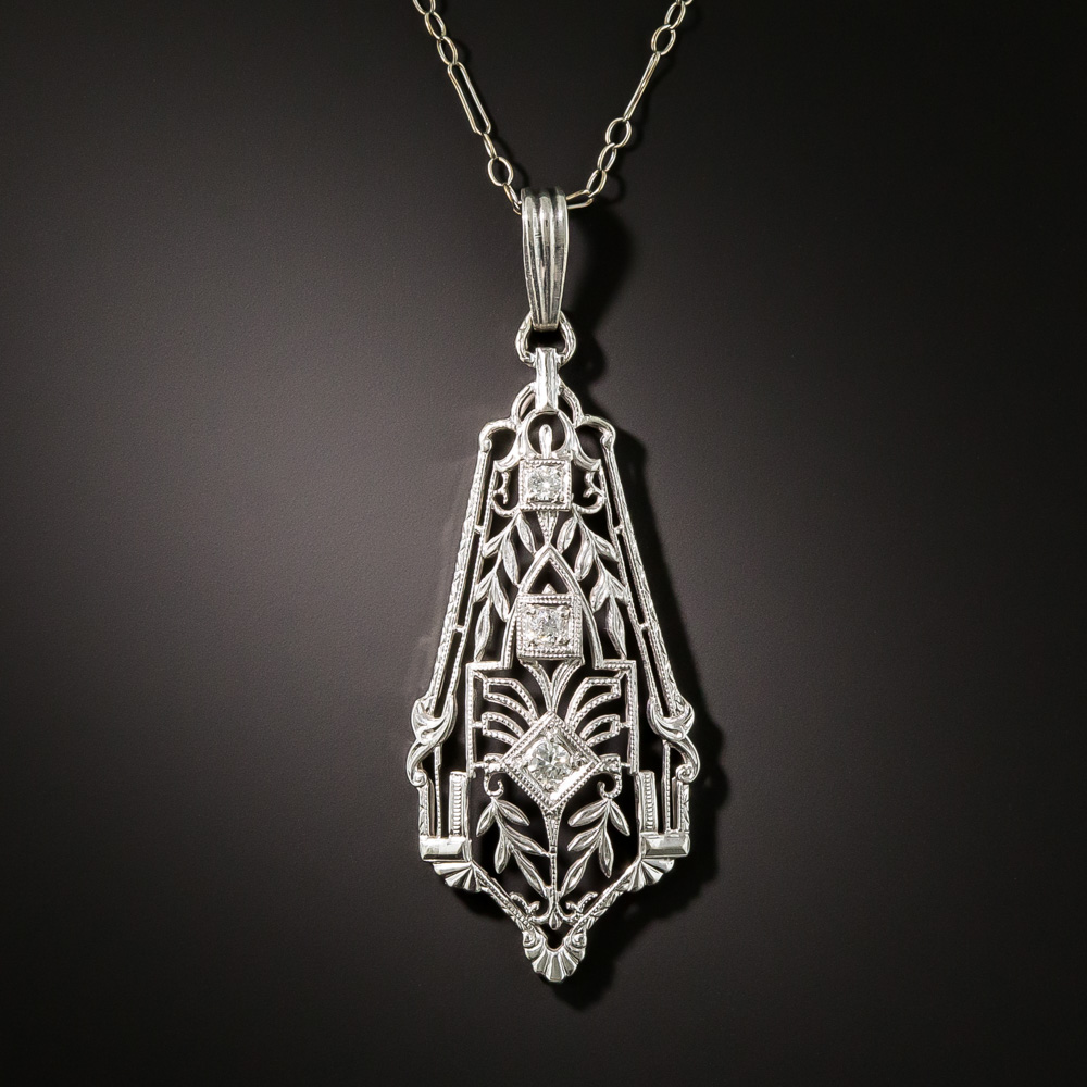 art deco filigree pendant