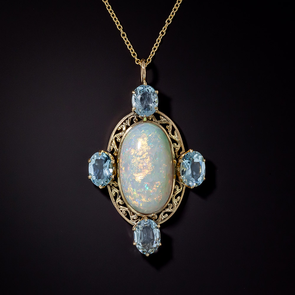 Victorian Opal and Aquamarine Necklace