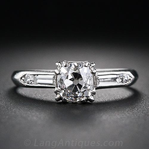 .90 Carat Old Mine-Cut Diamond Engagement Ring