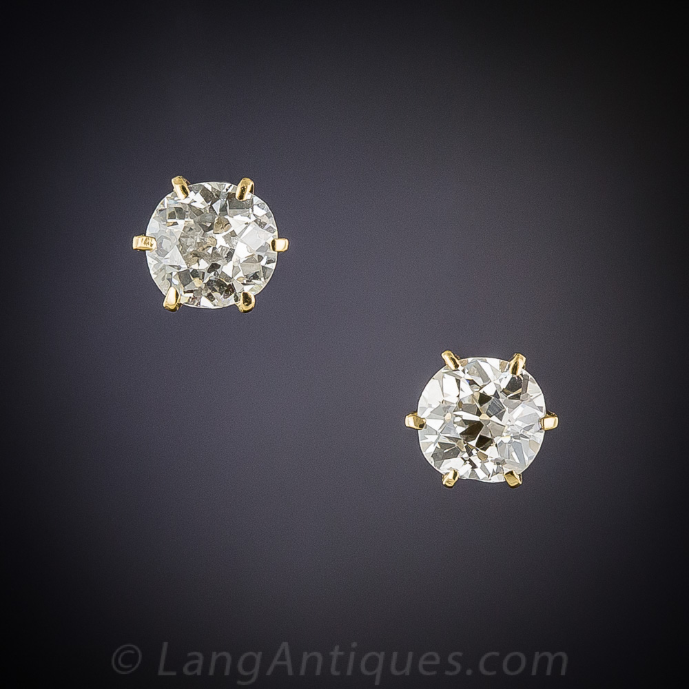 .95 Carat Vintgage Diamond Stud Earrings