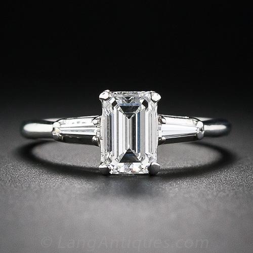 .99 Carat E-VVS1 Emerald-Cut Diamond Estate Engagement Ring