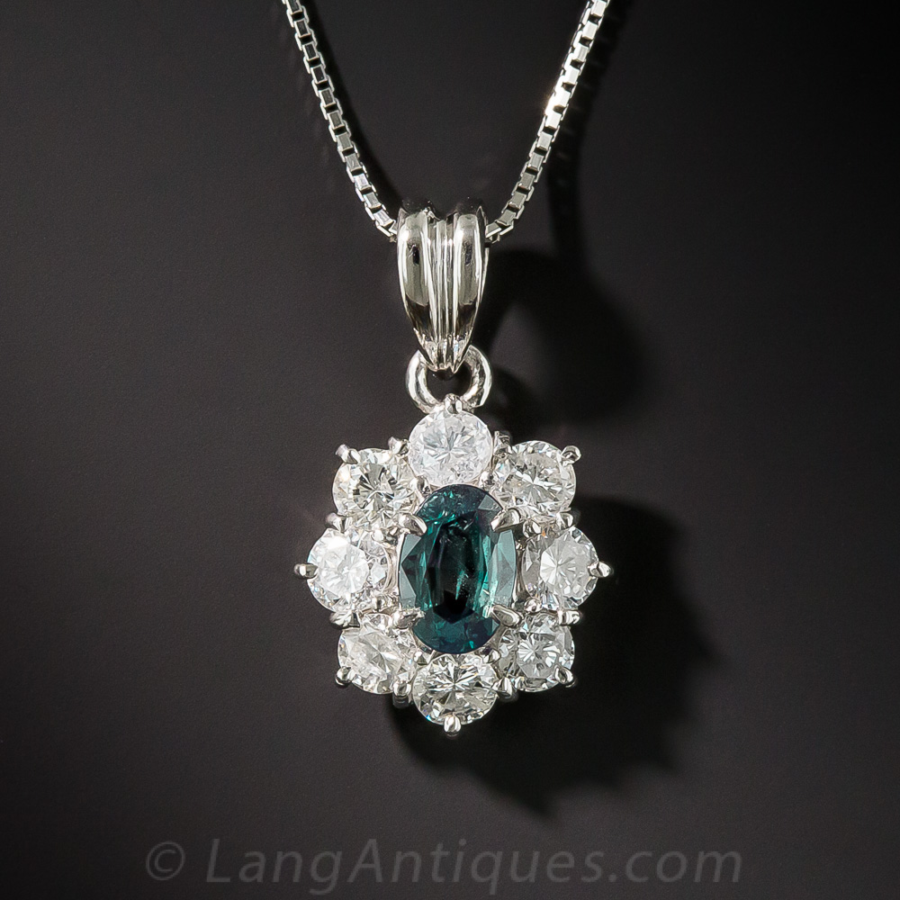 Alexandrite Platinum and Diamond Pendant