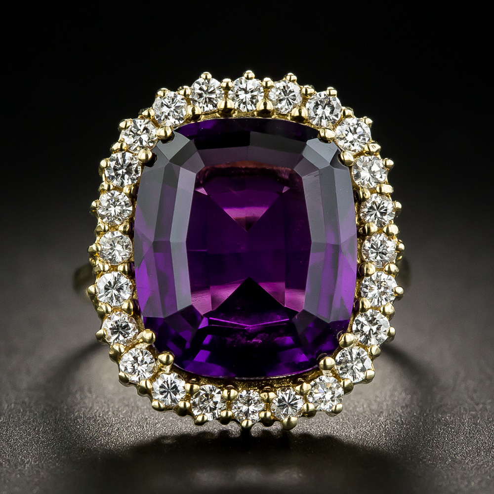 Amethyst and Diamond 18K Cocktail Ring