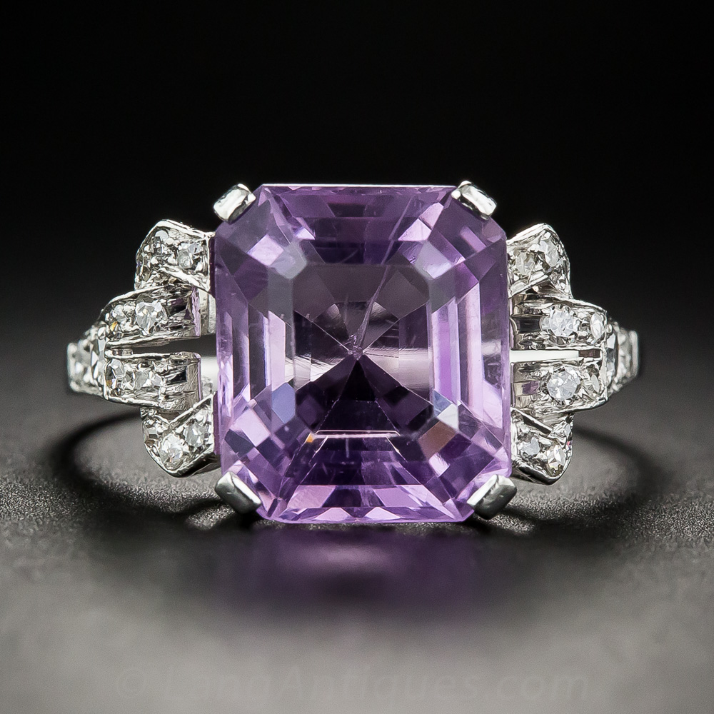 Amethyst and Diamond Art Deco Ring