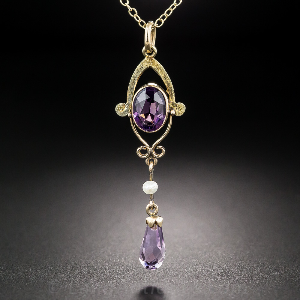 Antique Amethyst Pendant Necklace