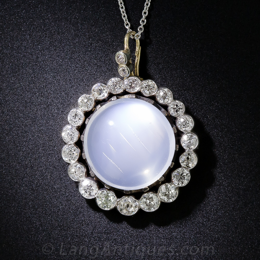 moonstone and diamond pendant