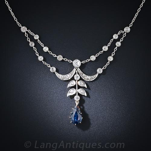 Antique hot sale sapphire necklace