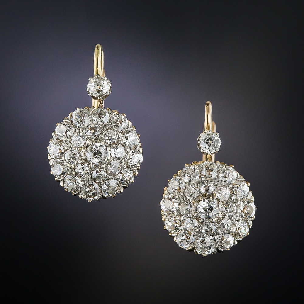 Antique Diamond Cluster Earrings