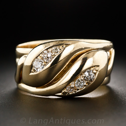 Antique Diamond Double Snake Ring