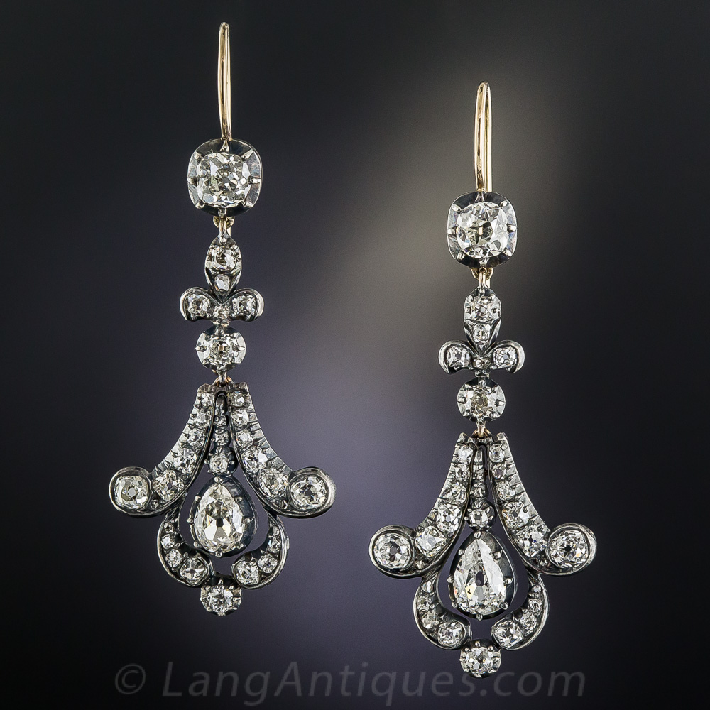 Antique diamond drop deals earrings