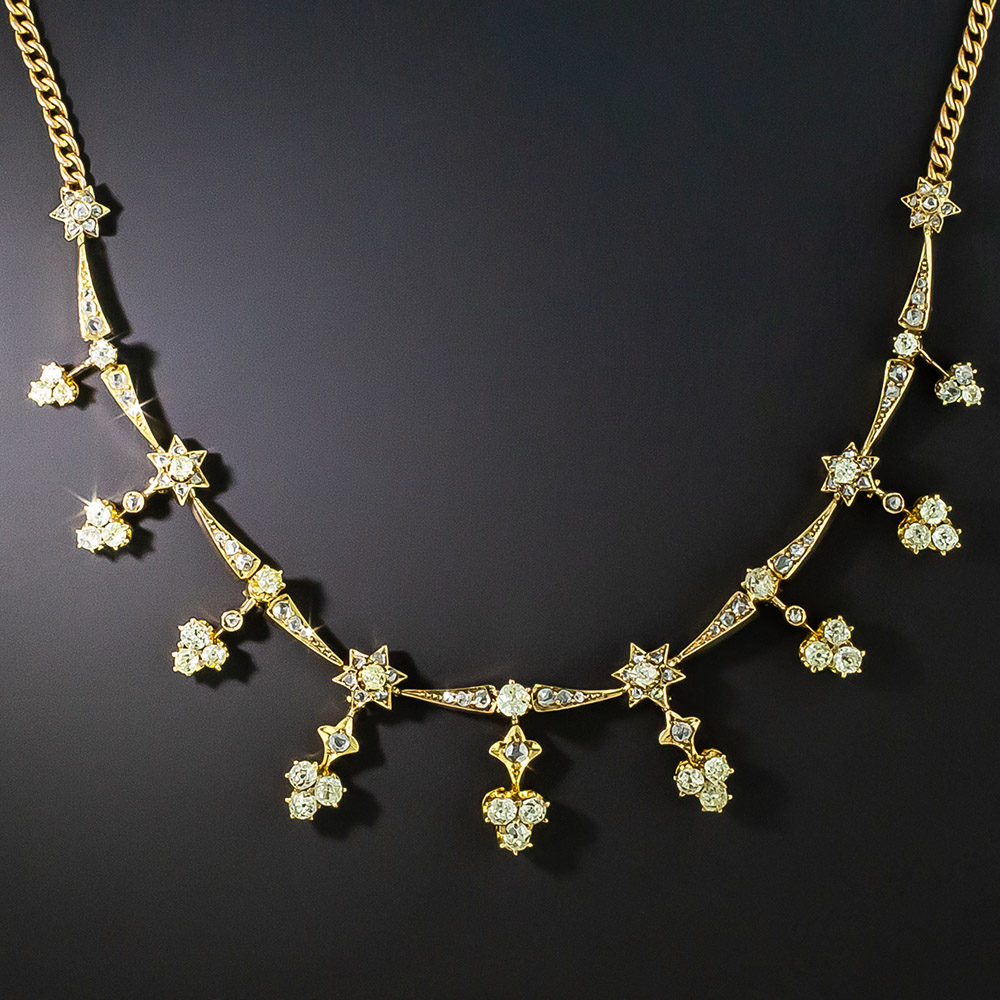 Antique Diamond Fringe Necklace