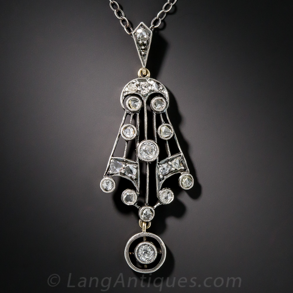 Antique Diamond Silver Over Gold Pendant