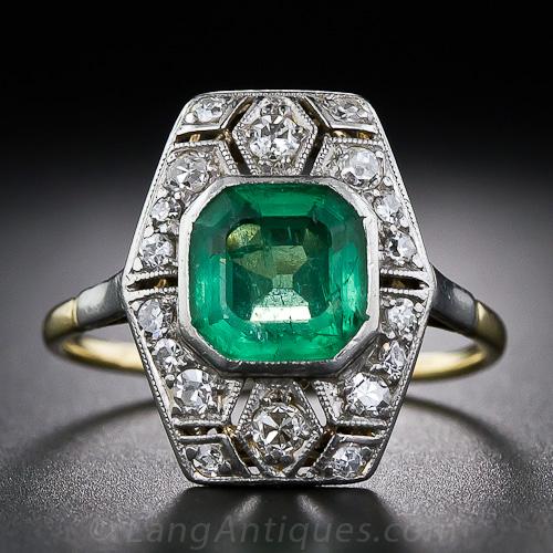 Antique Emerald and Diamond Dinner RIng