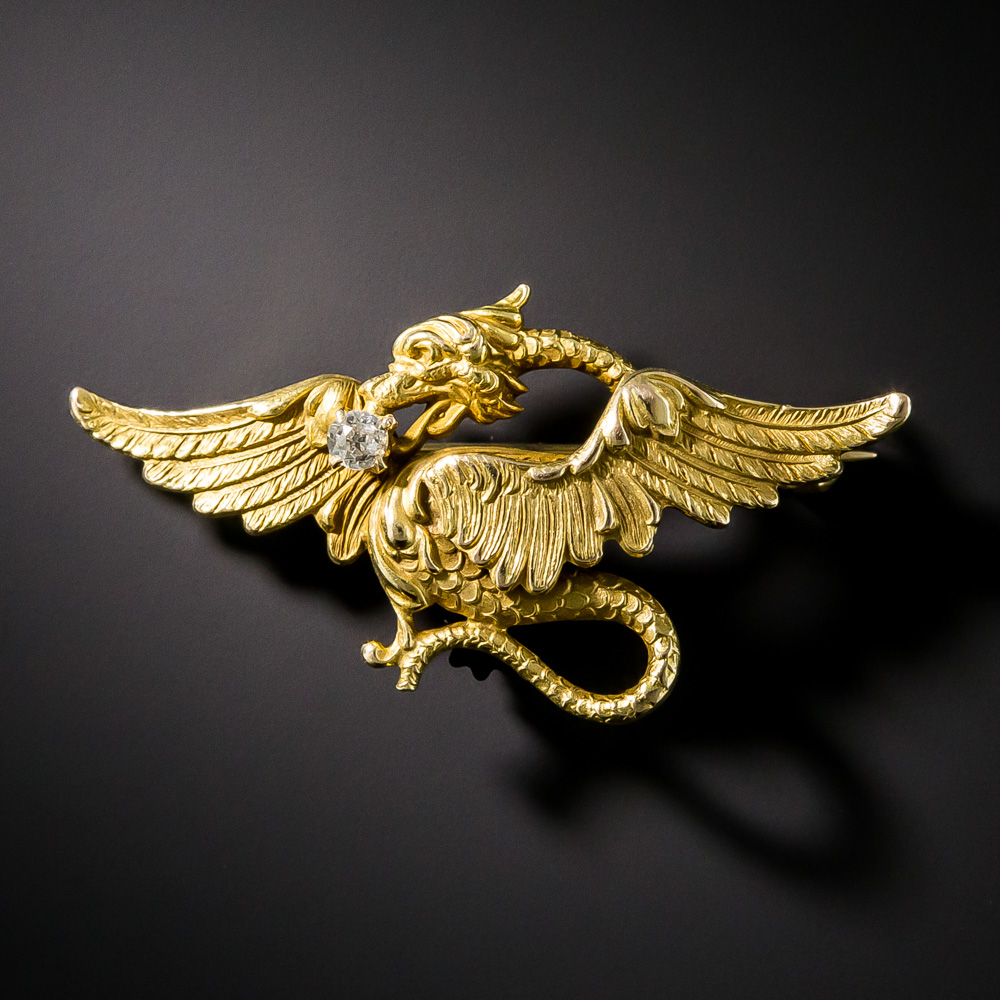 why Anyone forest Antique Griffin Pin by Link and Angell, Circa 1900