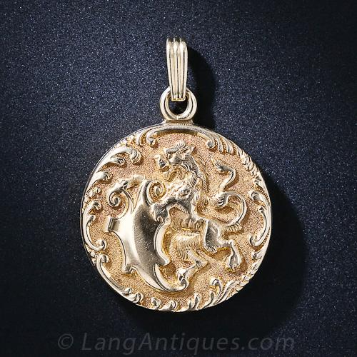 Antique Lion Repousse Locket