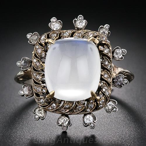 Antique Moonstone and Diamond Cocktail Ring