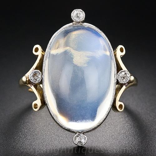 Antique Moonstone and Diamond Ring