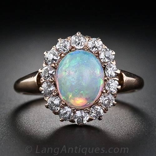 Antique Opal and Diamond Ring