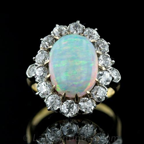 Antique Opal Diamond Ring Circa 1890's Victorian 3 Stone Opal Old Mine Cut Diamond  Ring 18k Yellow Gold | Antique Vintage Estate Jewelry | Jewelry Finds
