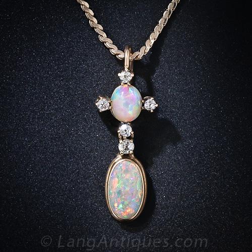 Antique Opal Drop Neclace