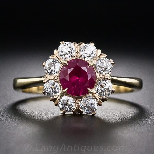 Antique diamond and hot sale ruby rings