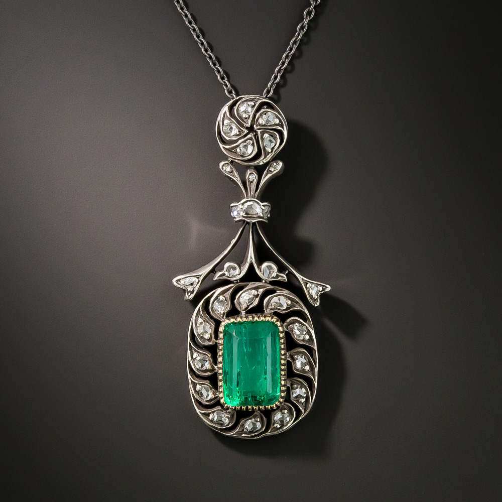Antique Russian Emerald And Diamond Necklace