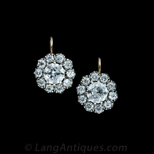 Antique Style Diamond Drop Earrings