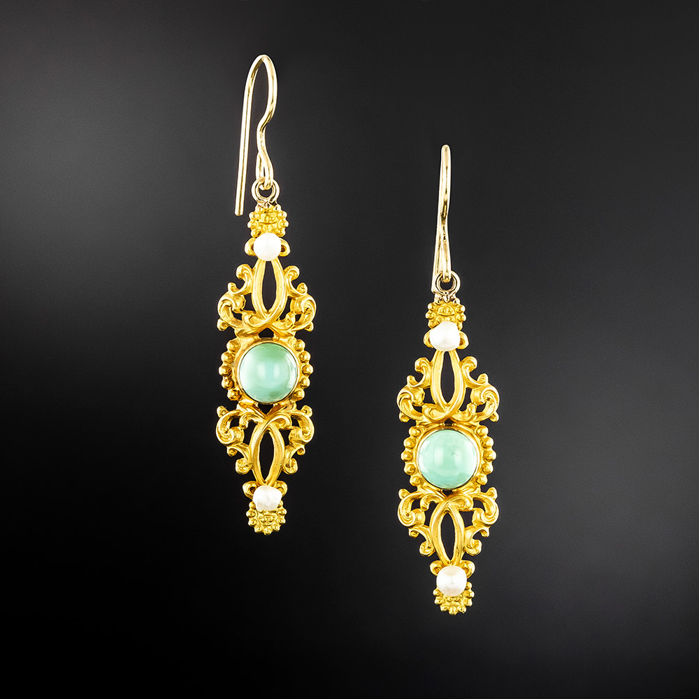 Antique Turquoise and Pearl Earrings