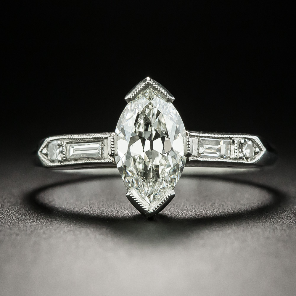 Marquise art sale deco engagement ring