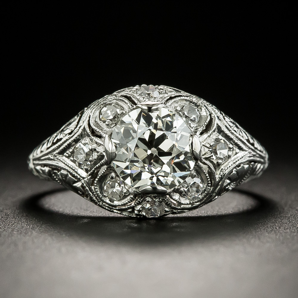 Art Deco 1.07 Carat Diamond Engagement Ring - GIA J VVS2