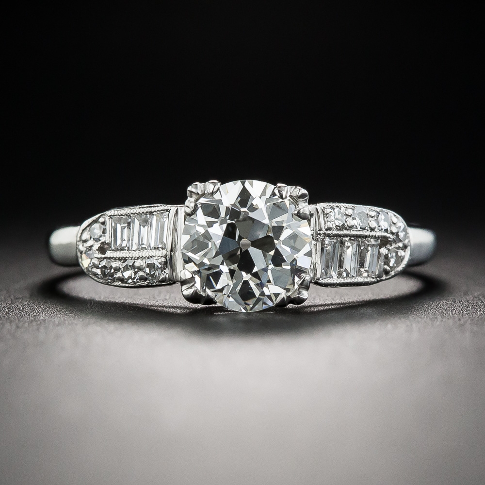 Art Deco 1.09 Carat Diamond Platinum Engagement Ring - GIA J VS1