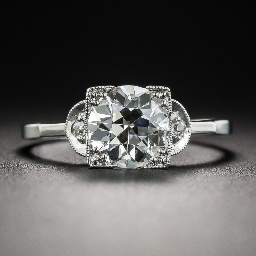 Art Deco 1.40 Carat Platinum Diamond Engagement Ring - GIA J SI2
