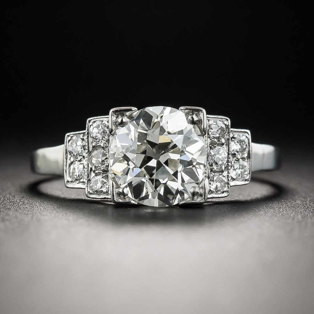 Art Deco 1.46 Carat Diamond Platinum Engagement Ring - GIA K VS2