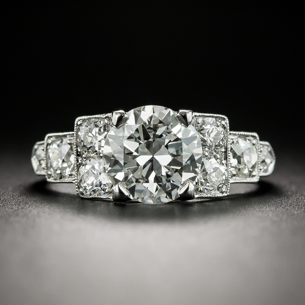 Art Deco 1.63 Carat Diamond Platinum Engagement Ring - GIA H VVS2