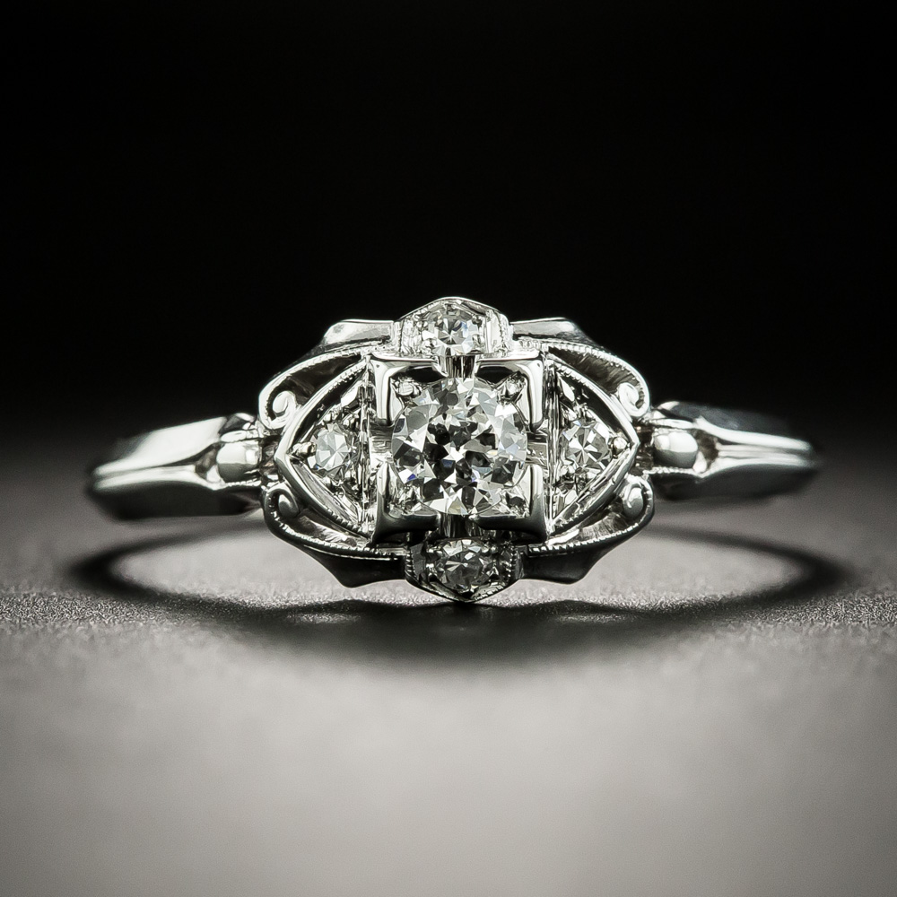 Art Deco .15 Carat Diamond Engagement Ring By Glaser Brothers