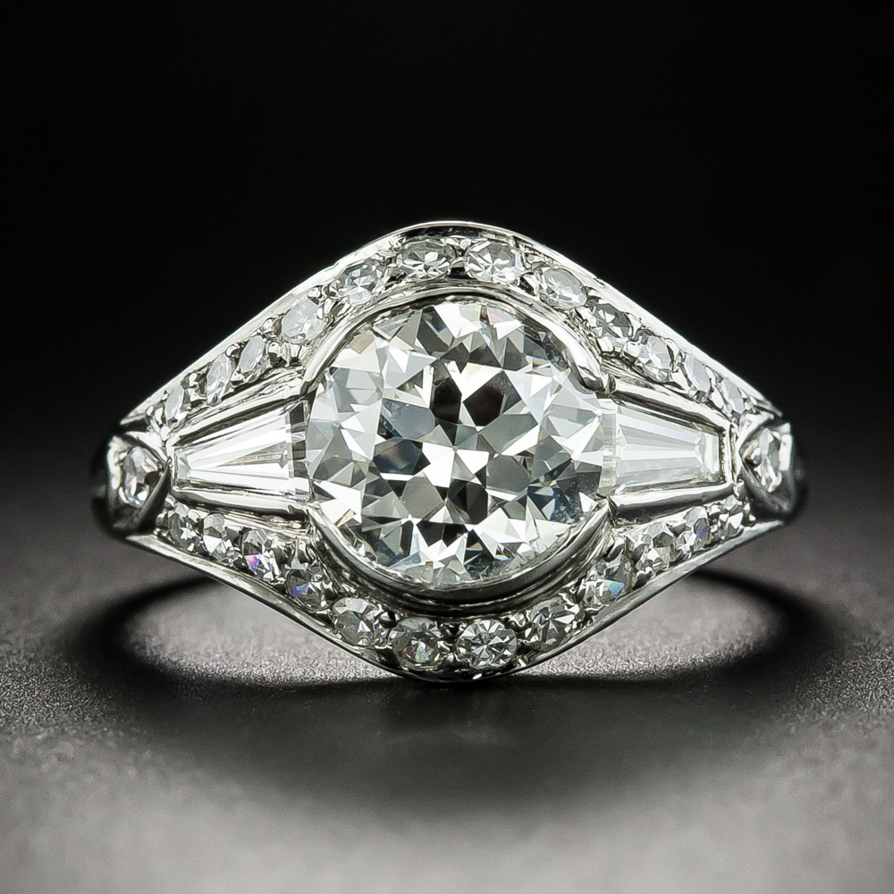 Antique Art Deco Emerald Halo Engagement Ring | Deco Shop