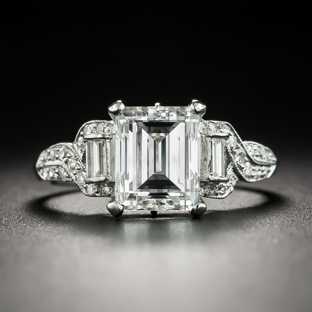 Art Deco 2.07 Carat Emerald-Cut Diamond and Engagement Ring - GIA F VVS2