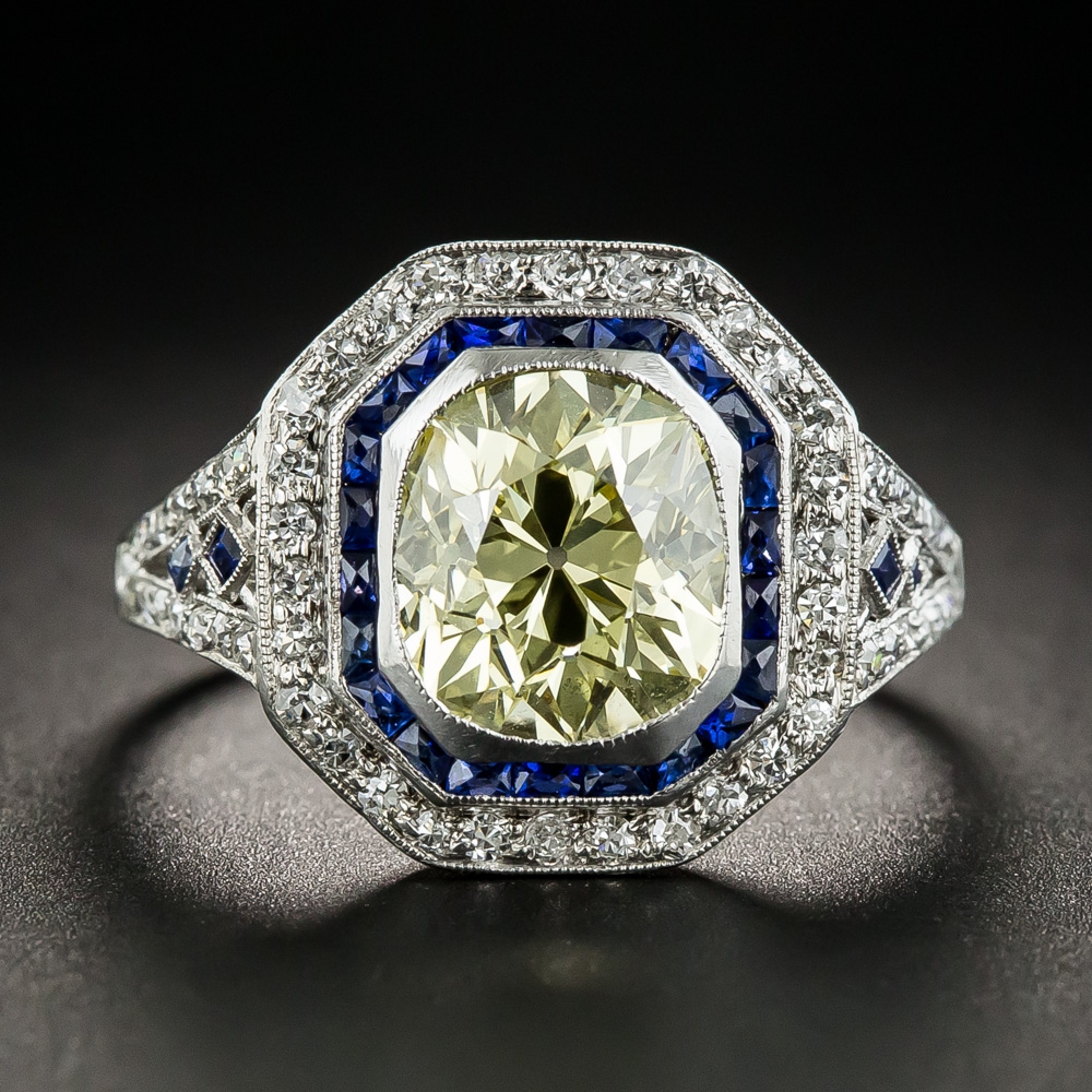 Yellow Diamond And White Diamond 14k White Gold Halo Ring 2.00ctw - DOE199  | JTV.com