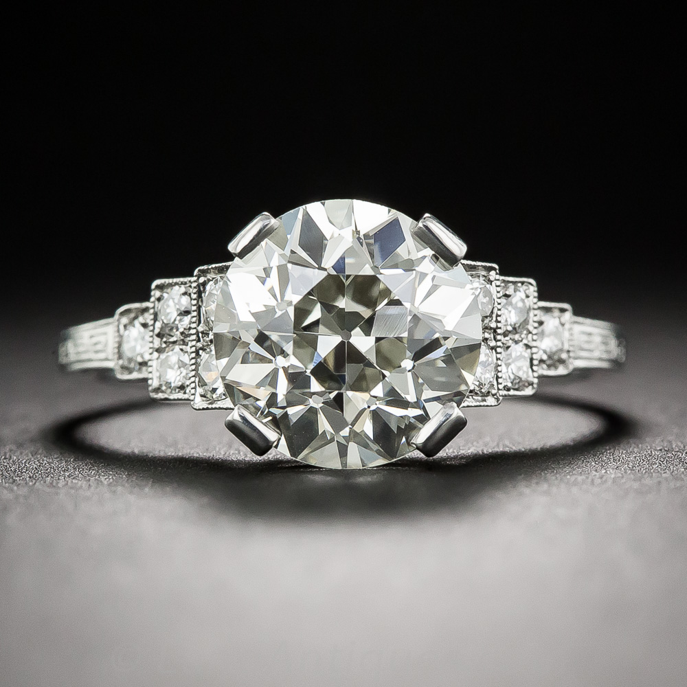 2.58 Carat Old European-Cut Diamond Art Deco Ring