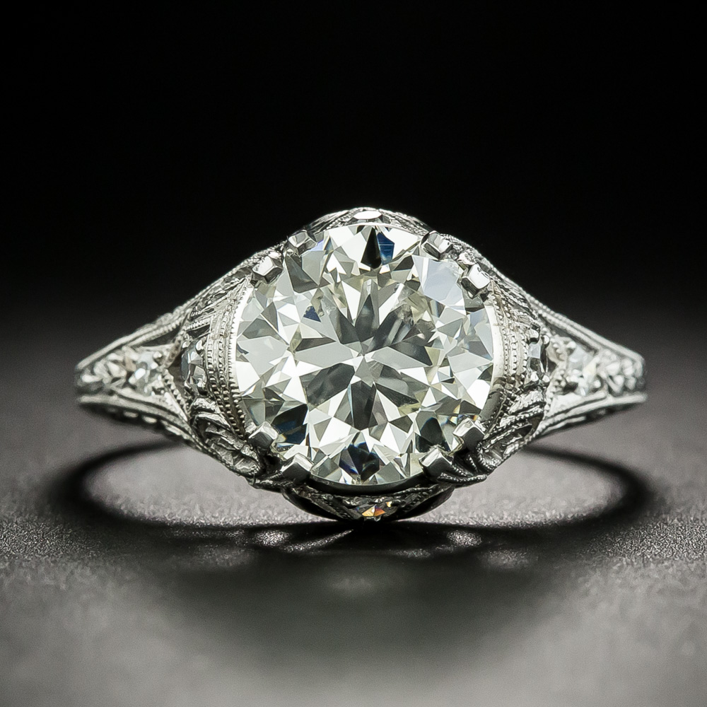 Art Deco 2.84 Carat Diamond Engagement Ring - GIA M SI1