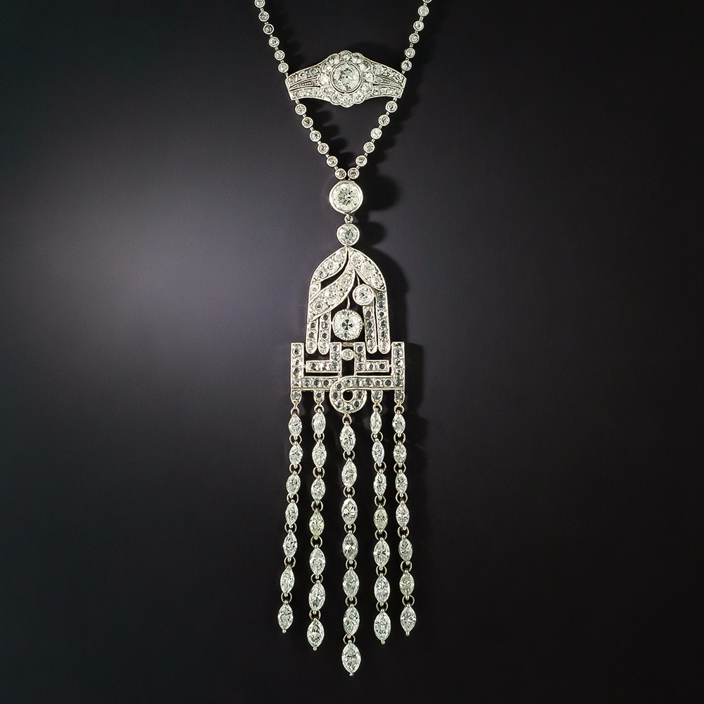 Van Cleef & Arpels Art Deco Diamond Platinum Necklace - Fereshteh Broumand  Inc