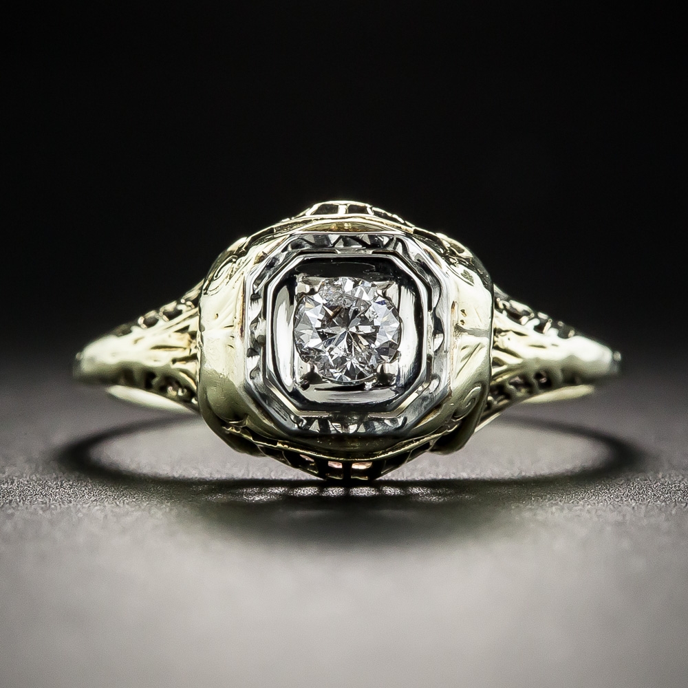 Art Deco .22 Carat Diamond Solitaire Engagement Ring