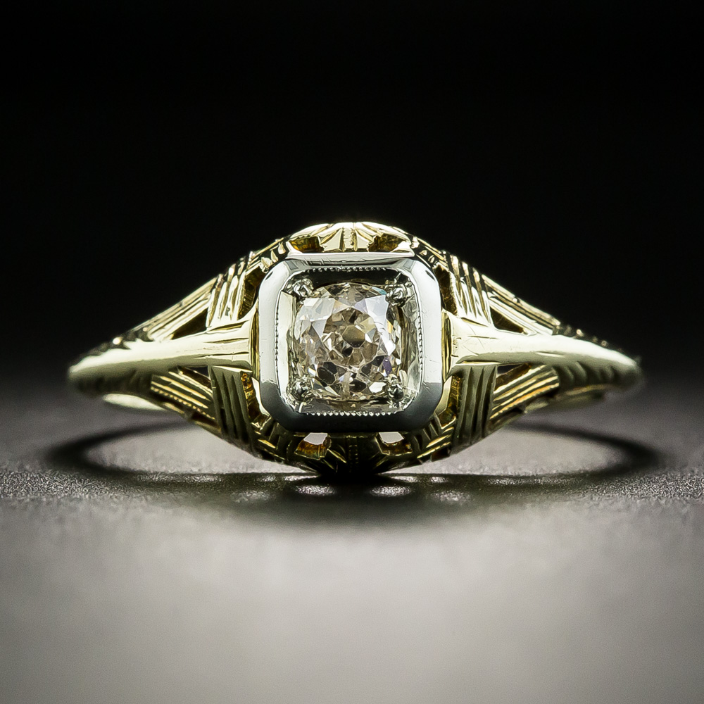 Art Deco .28 Carat Diamond Engagement Ring by Oscar E. Place & Sons