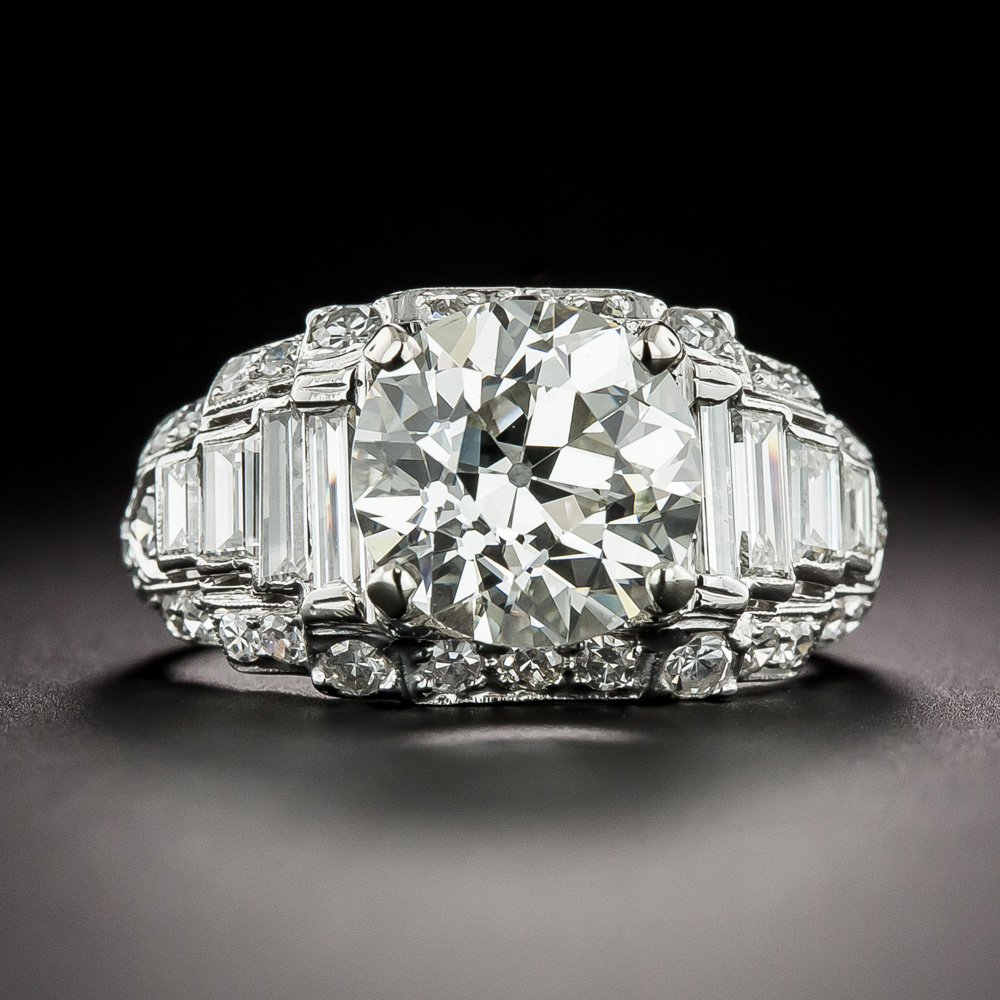 24 Carat Oval Cabochon Jade & Round Diamond Floral Pattern Ring – ASSAY