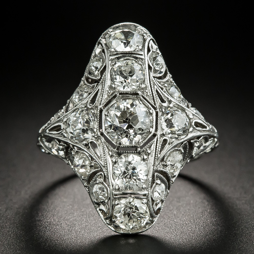 Art Deco 3.25 Carat Diamond Platinum Dinner Ring