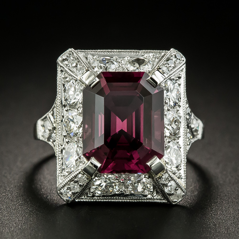Art Deco 5.50 Carat Rhodolite Garnet and Diamond Ring