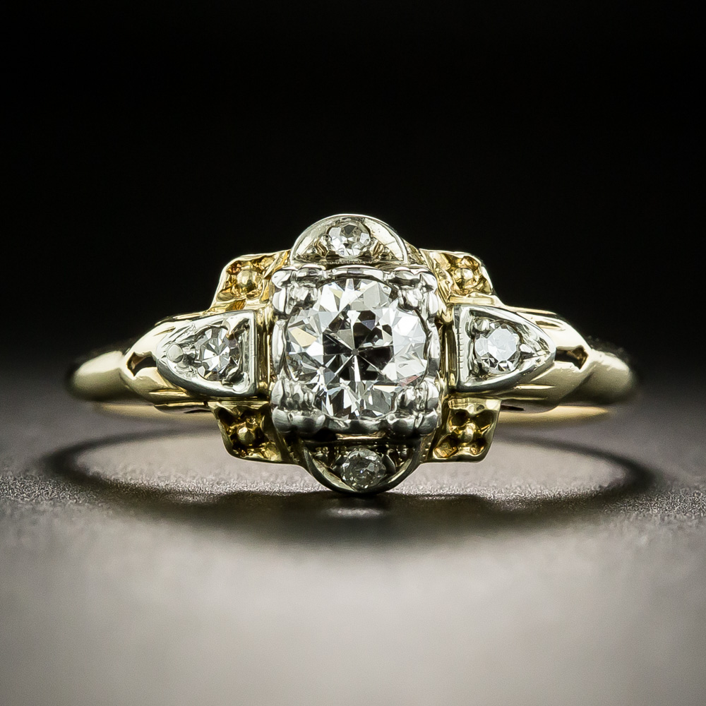 Art Deco .50 Carat Diamond Two-Tone Engagement Ring