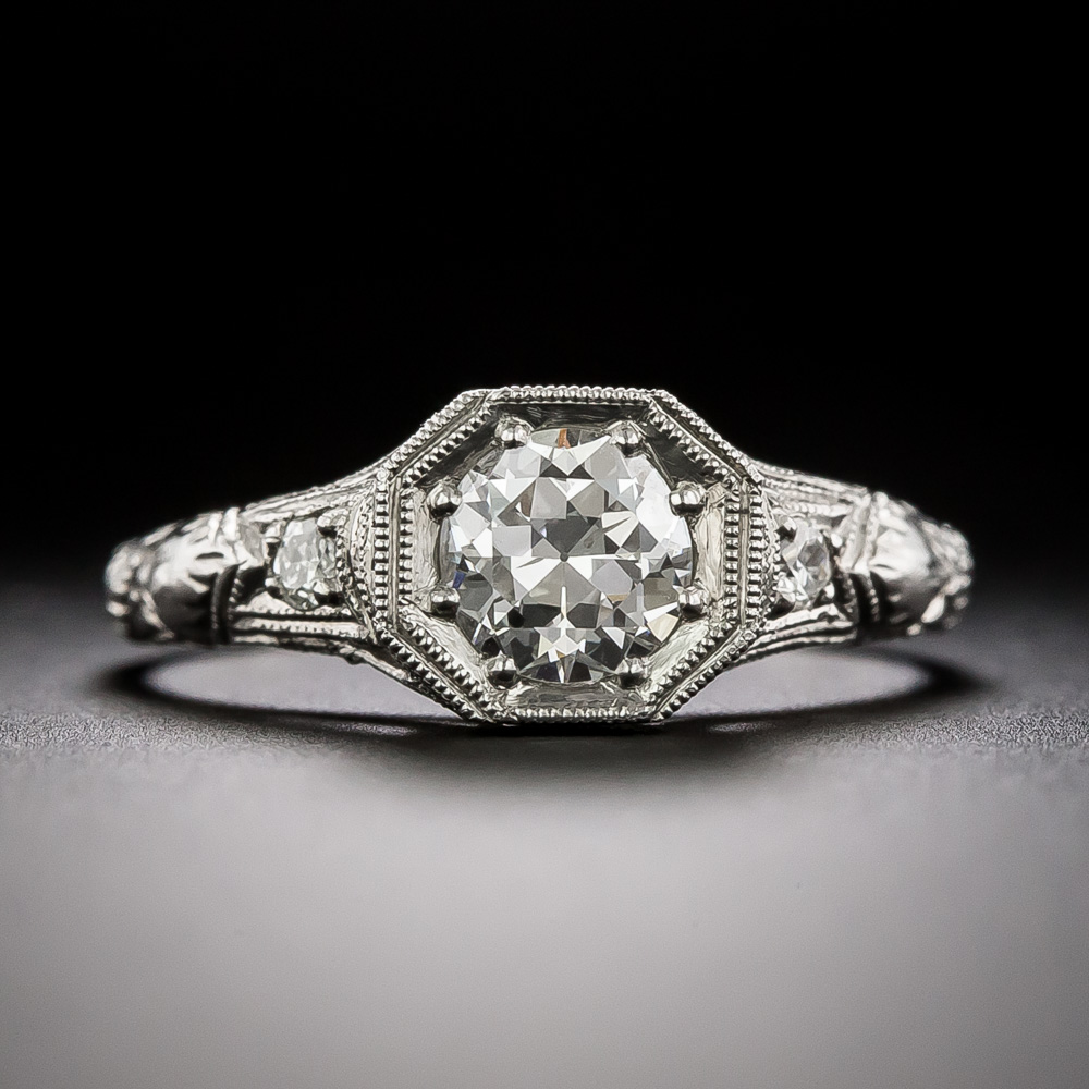 Art Deco .54 Carat Diamond Platinum Engagement Ring