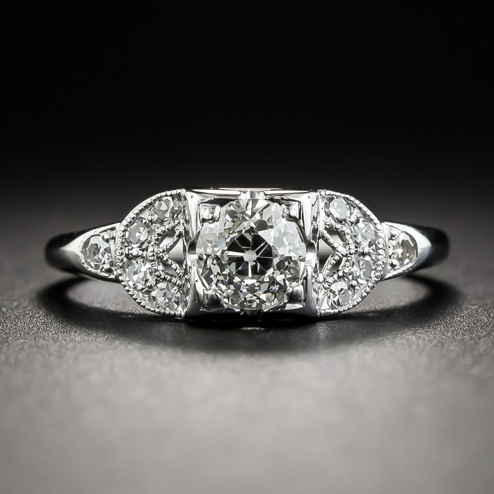 Art Deco .58 Carat Platinum Diamond Engagement Ring