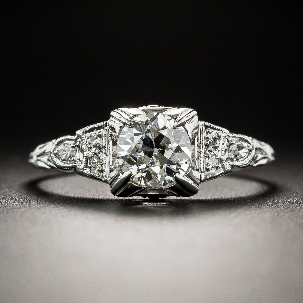 Art Deco .84 Carat Diamond Engagement Ring